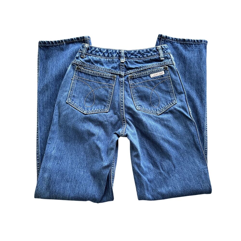 Vintage 80s Calvin Klein High Rise Straight Leg Jeans Medium Wash Omega Pocket 8